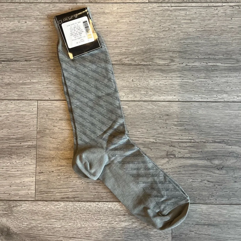 Bill Blass Men’s Vintage Printed Dress Sock Taupe One Size Cotton Nylon